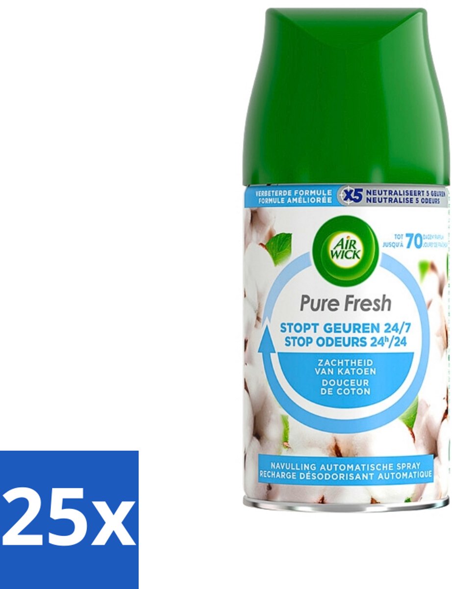 Air Wick Freshmatic Pure Fresh Navulling Zachtheid van Katoen 250 ml - Bulkverpakking - 25 stuks