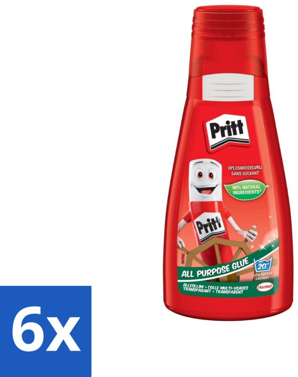 6 x Pritt - Alleslijm - Uitwasbaar - 90% Natuurlijke Ingrediënten - 100g - Lijm - Alleslijm - Pritt - Lijm Voor Papier - Lijm Voor Karton