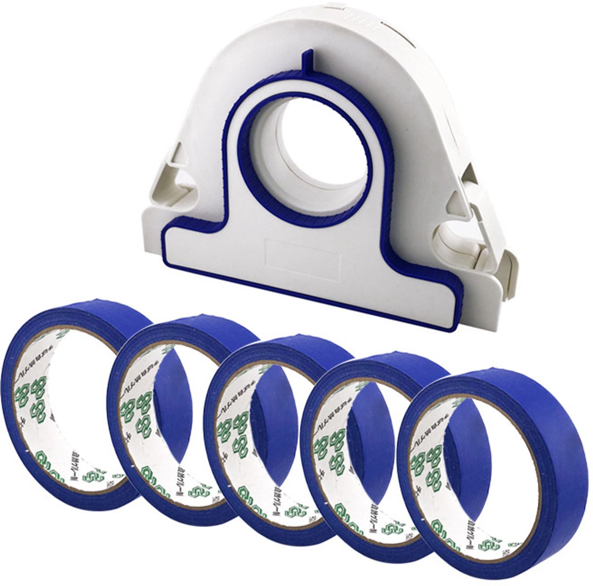 Verftape applicator - Voegtool + 5 rollen blauwe sticker - Professionele verftape applicator set - Geschikt voor het schilderen van decoratieve stroken, muren, vloeren, plinten en doe-het-zelf schilderprojecten in huis.