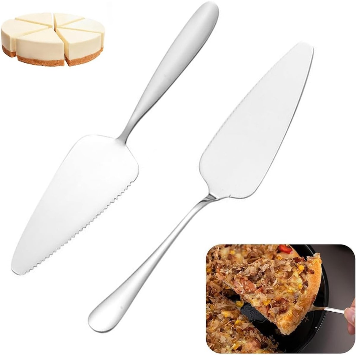 Set van 2 RVS Taartscheppen en Taartlepels met Kartelmes, Perfect voor Keuken, Feesten en Restaurants