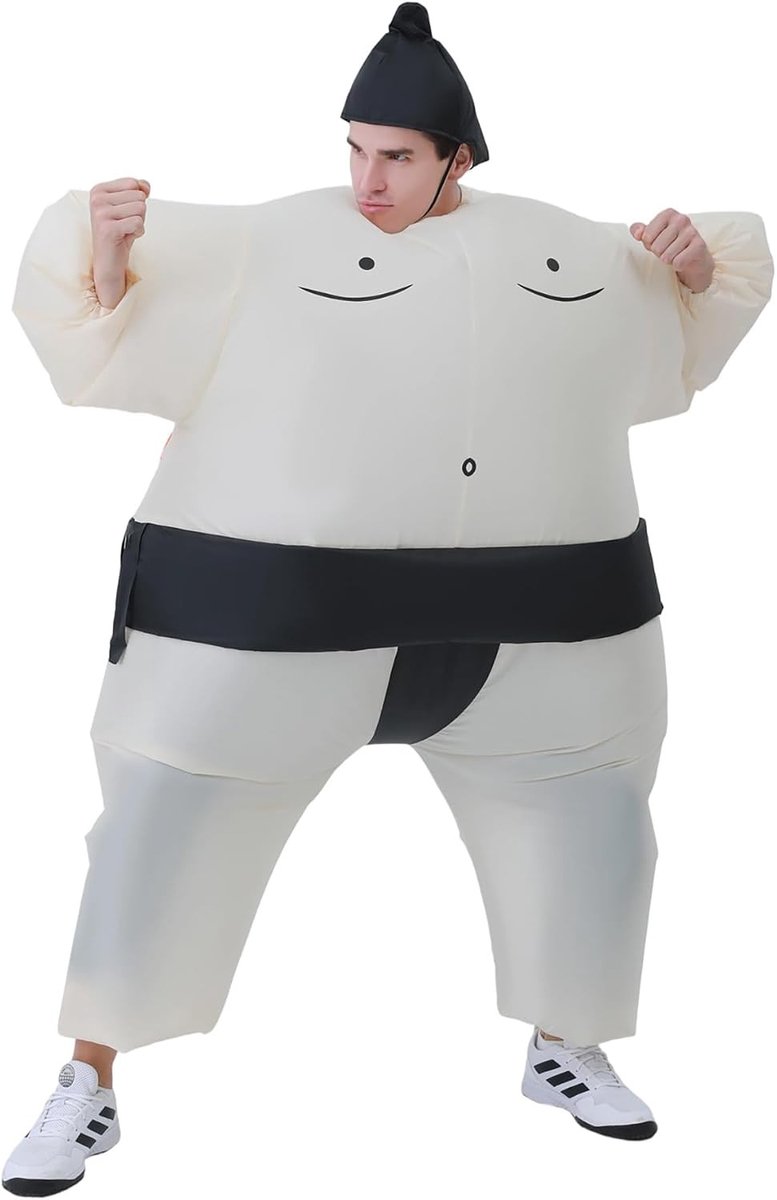 Opblaasbaar Sumo Kostuum voor Volwassenen, Leuk Vol Lichaam Kostuum voor Feestjes, Halloween en Carnaval