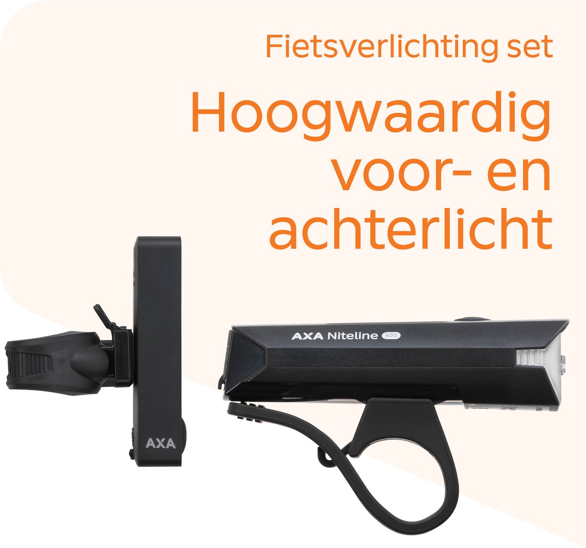 AXA Niteline 300 fietsverlichting set – Oplaadbare LED fietsverlichting voor- en achterlicht – USB‑C – krachtige verlichting voor donkere stedelijke omgevingen thumbnail 6