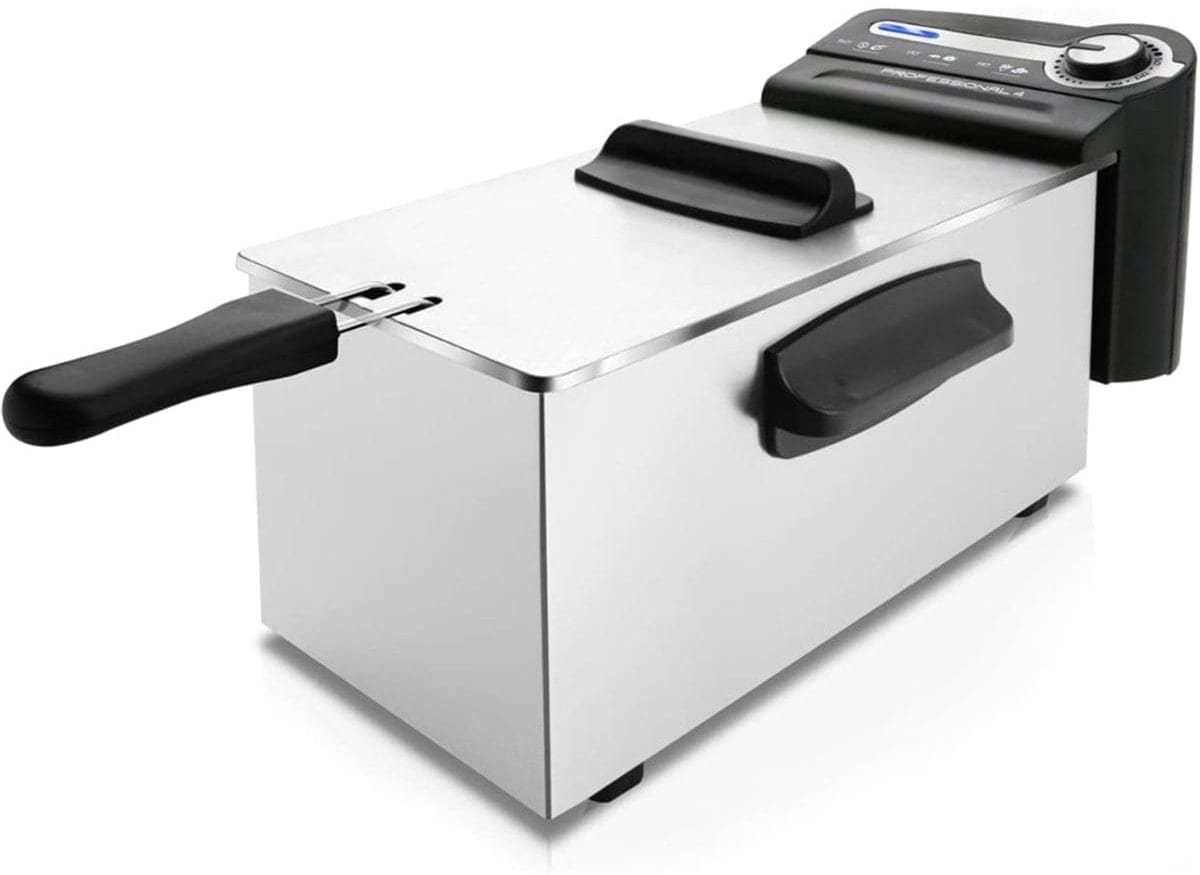 Klarven® Frituurpan - Instelbare temperatuurregelaar - Lichtindicator, Afneembaar voor makkelijk schoonmaken - Zwart, Inhoud 4 liter