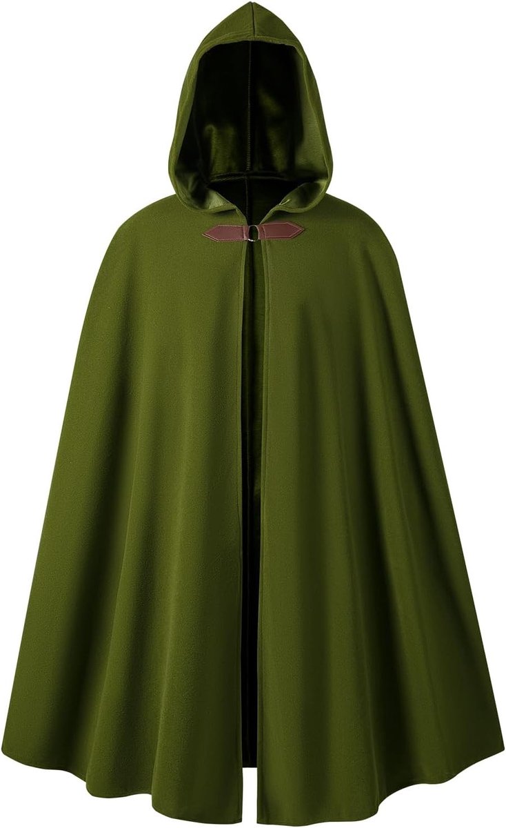 Middeleeuwse Cape voor Mannen met Kap, Heksenrobe, Perfect voor Halloween en Verkleedpartijen