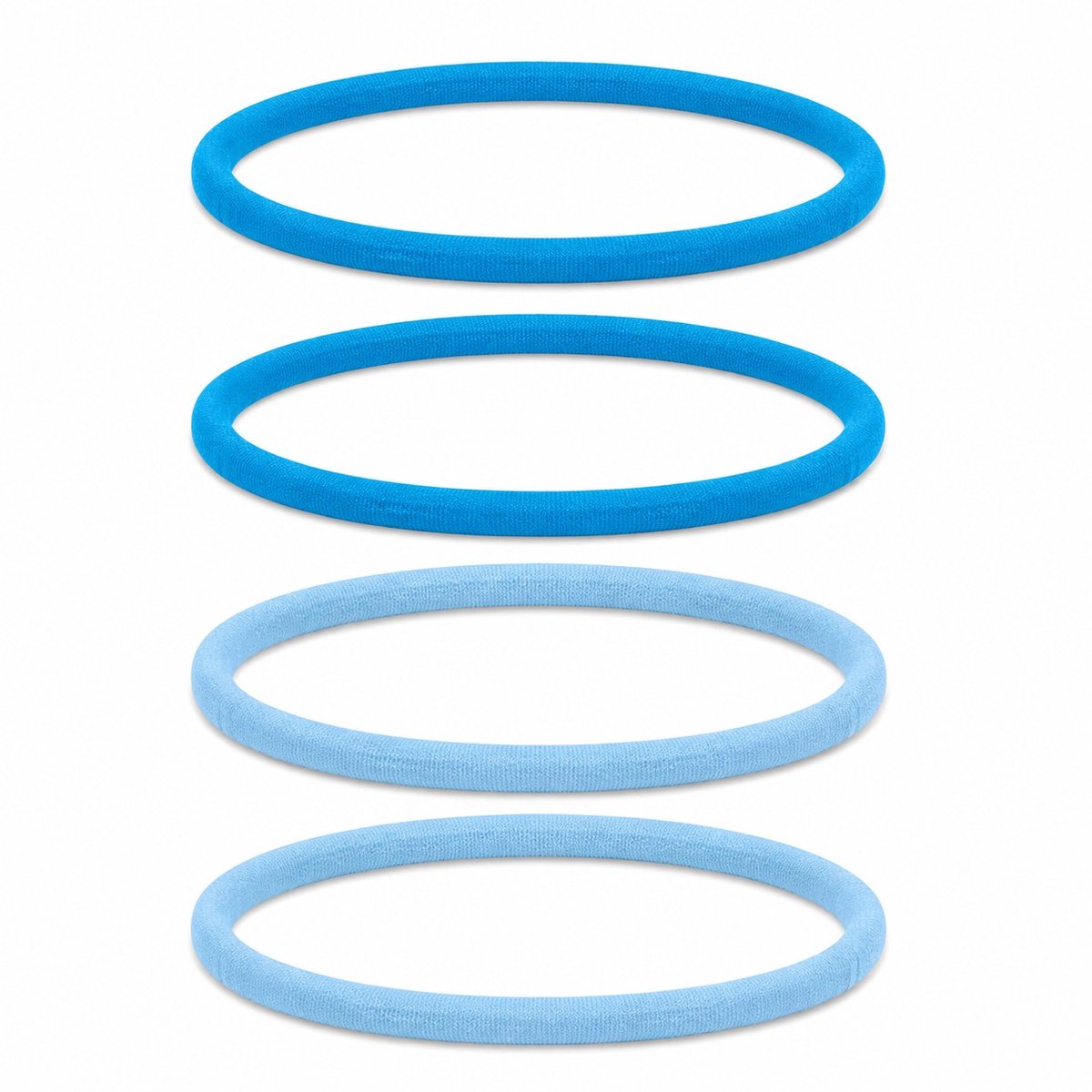 Haarsoires Haarband Sport 1cm - Endless Elastiek - Nylon - Blauw - Set van 4 - Sporthaarband - Sportieve Hoofdband - voor Dames & Heren