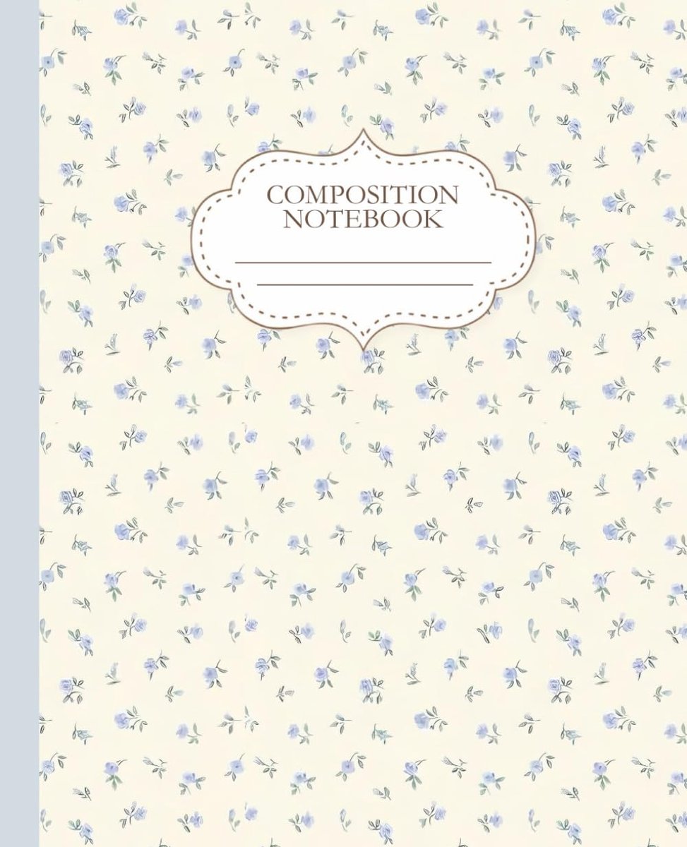 Blue Coquette Composition Notebook: Cute Flowers - College Ruled - 7.5 x 9.25" - 110 Pages - ShopVlot
