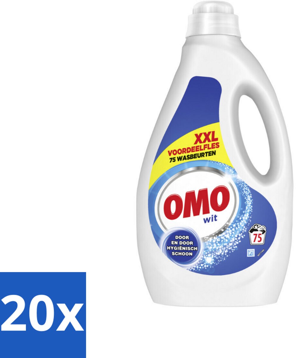 OMO – Vloeibaar Wasmiddel – Wit XXL – 75 Wasbeurten - Bulkverpakking - 20 stuks