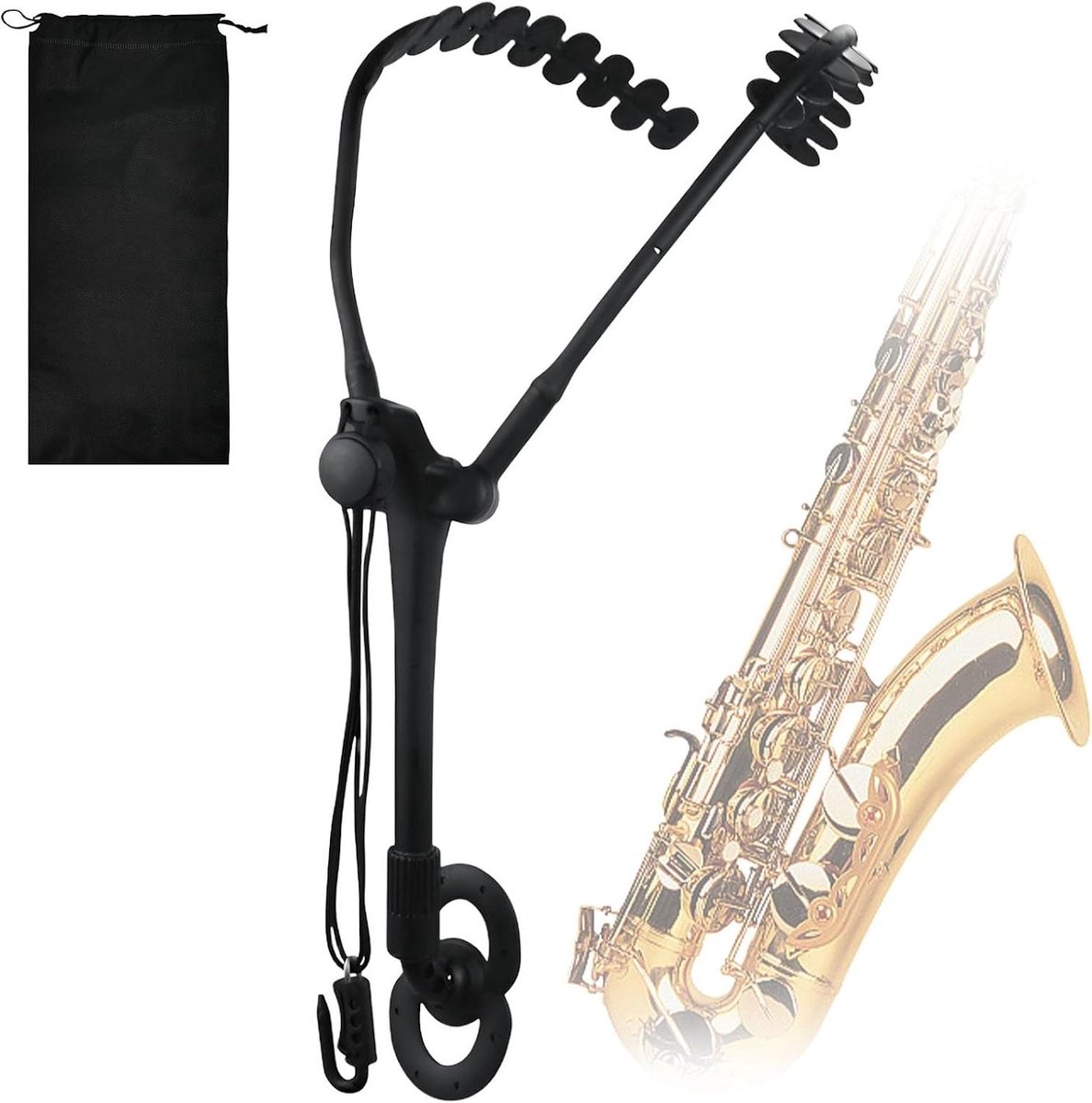 longziming - Saxofoon Schouderband - Comfortabele en Verstelbare Saxofoon Draagriem - Dubbele Schouderriem van 42,5-52 cm - Voor Saxofoon, Hoorn, Tenor en Andere Blaasinstrumenten