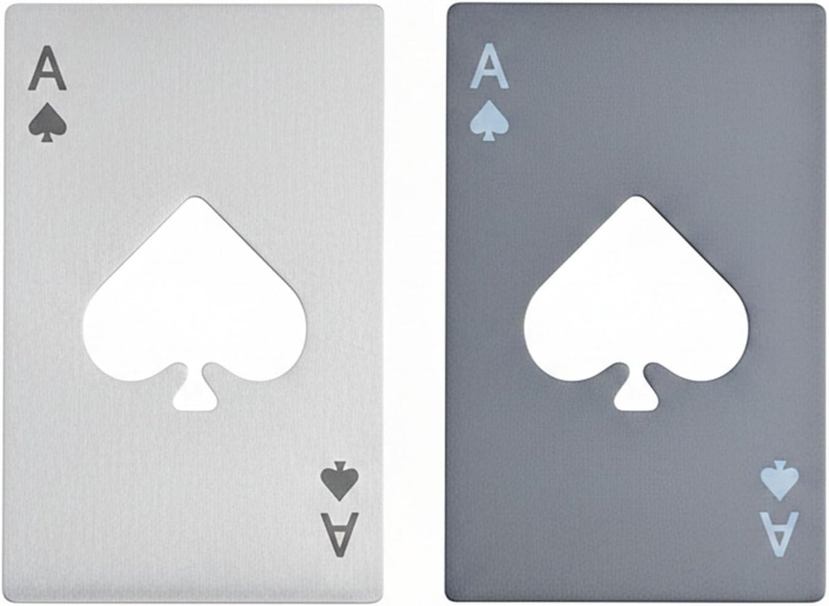 Grappige RVS Flesopener Set van 2, Compacte Poker Creditcardformaat voor Feestjes en Cadeaus