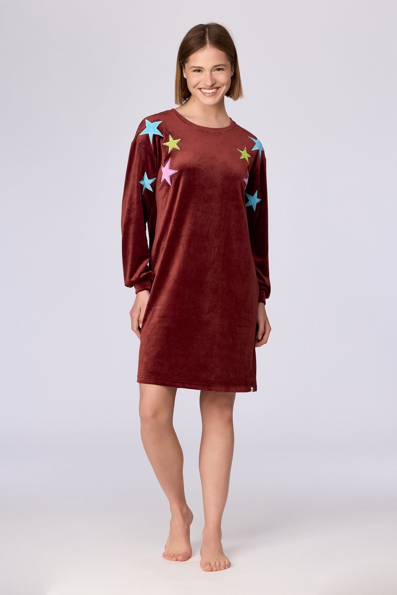 Woody Meisjes Slaapkleed Bordeaux Velours - maat 116/6J