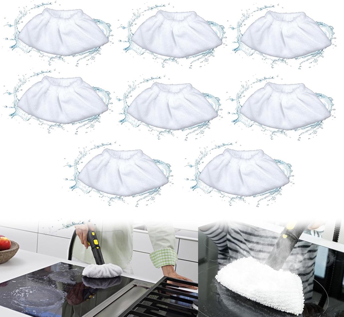 Set van 8 Microvezel Covers voor Stoomreiniger Accessoires, Geschikt voor Handstoomspuiten, Comfortabele en Duurzame Reinigingsdoeken voor Efficiënte Schoonmaak