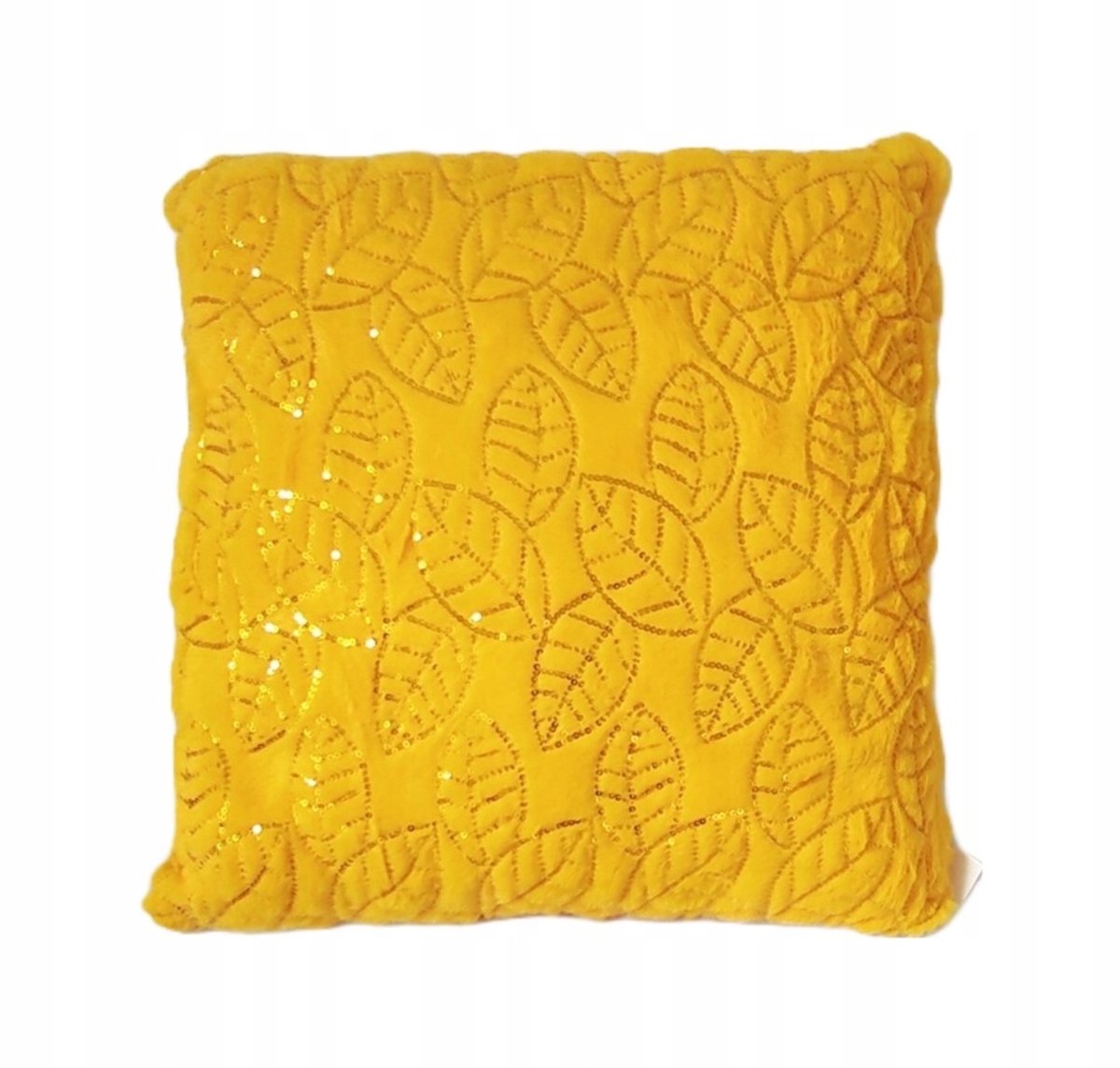 Kanarie Gele Pluche Kussenhoes 40x40 cm met pailletten