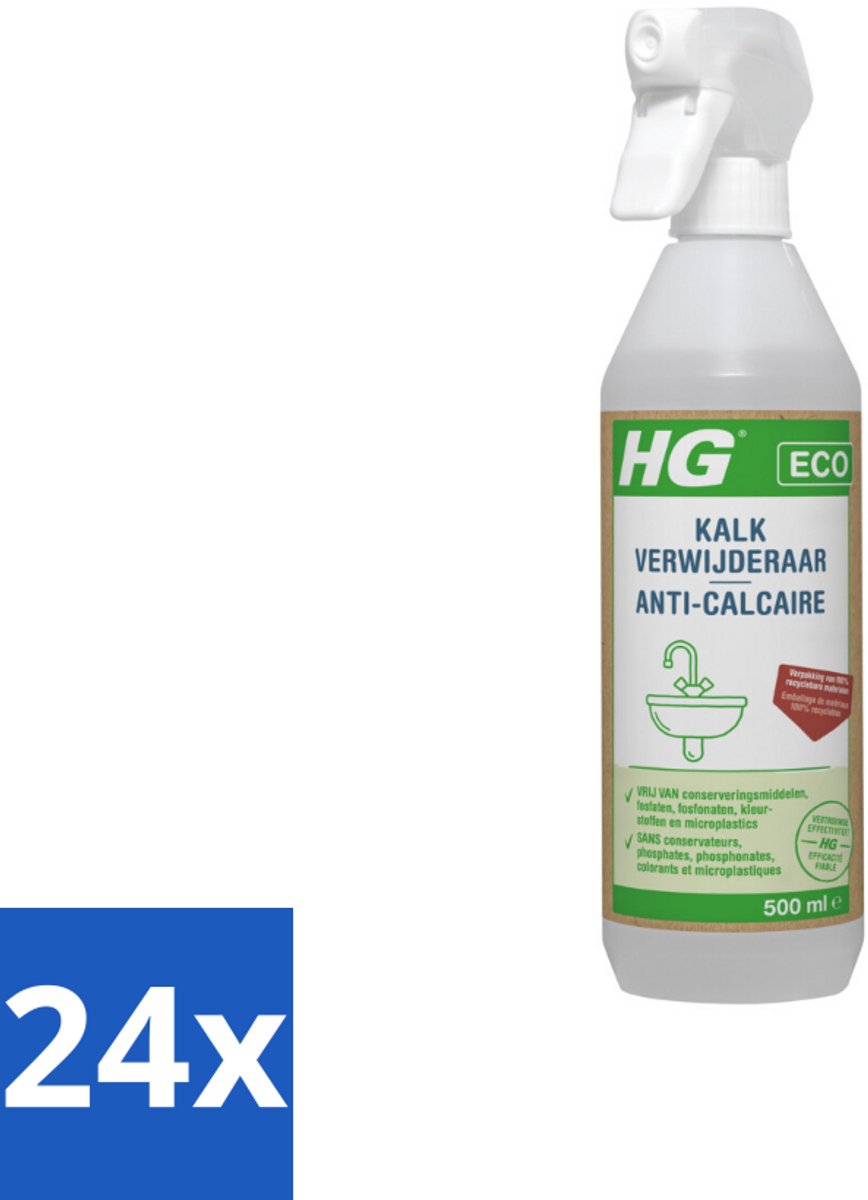 24 x HG Eco Kalkreiniger 500 ml - Kalkverwijderaar - Kalk - Schoonmaak - Ecologisch - Milieuvriendelijk