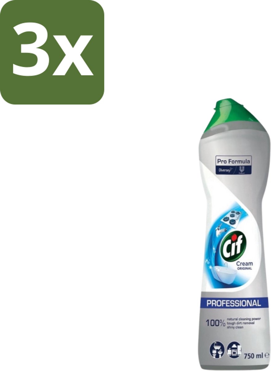 3 x Cif - Schuurmiddel - Original - 750ml - Schoonmaken - Schuren - Vuil Verwijderen - Keuken Schoonmaken - Badkamer Schoonmaken
