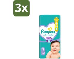 3 x Pampers – Luiers – Active Baby Maat 3 – 54 Luiers - Baby Luiers - Droge Nacht - Luchtdoorlatende Luier - Vocht Absorberend - Dermatologisch Getest