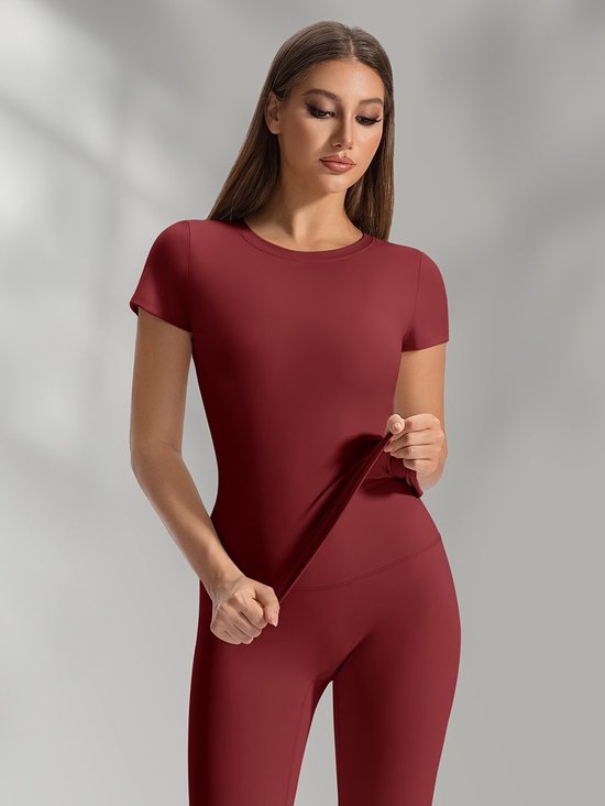 Currero Pilates Pak Dames - Yoga - Buttshaper - Gym - Fitness - Butt Lift - Bil Vergrotend - Heup Liftend - Yogakleding - Rood XL — afbeelding 2