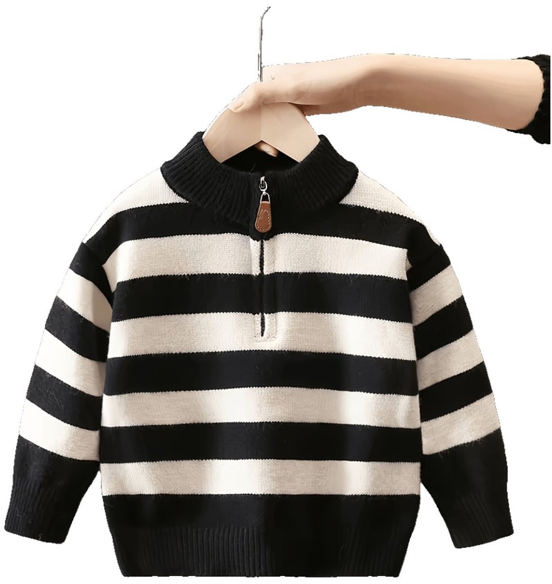 Currero Quarter Zip Jongens Sweater Met Rits Jumper Quarterzip Hoodie Jongen Warme Trui Vest Lang Coltrui 3-4 Jaar Zwart