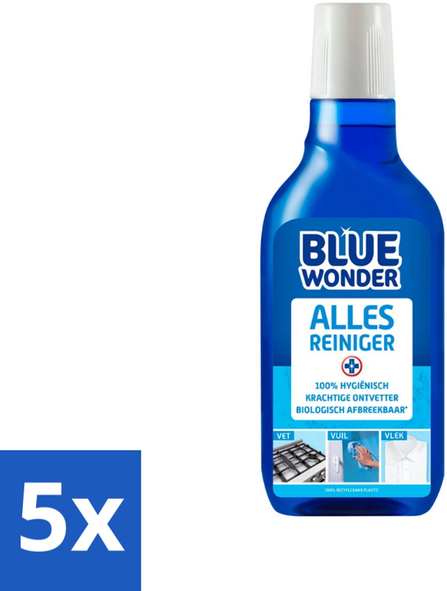 5 x Blue Wonder Allesreiniger 750 ml - Allesreiniger - Schoonmaak - Vet Verwijderen - Vuil Verwijderen - Vlek Verwijderen