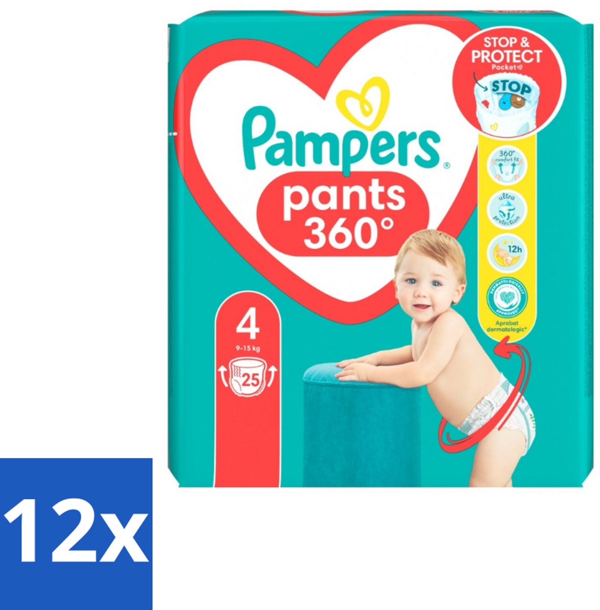 Pampers – Luierbroekjes – Baby Dry Pants Maat 4 – 25 Luiers - Voordeelverpakking - 12 stuks