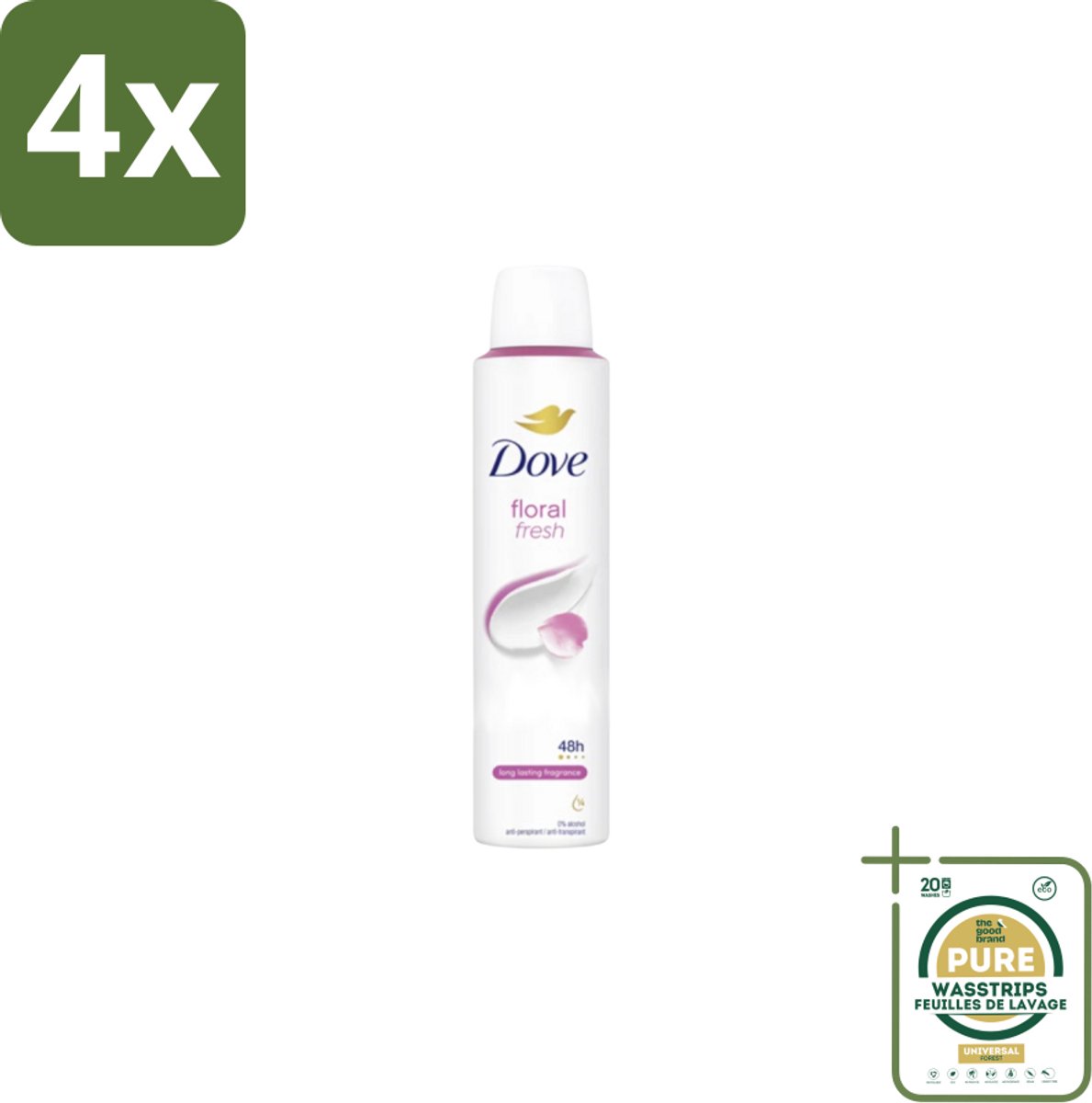 Dove – Deodorant Spray – Floral Fresh – 200 ml - Voordeelverpakking - 4 stuks - Geur - Bloemige geur