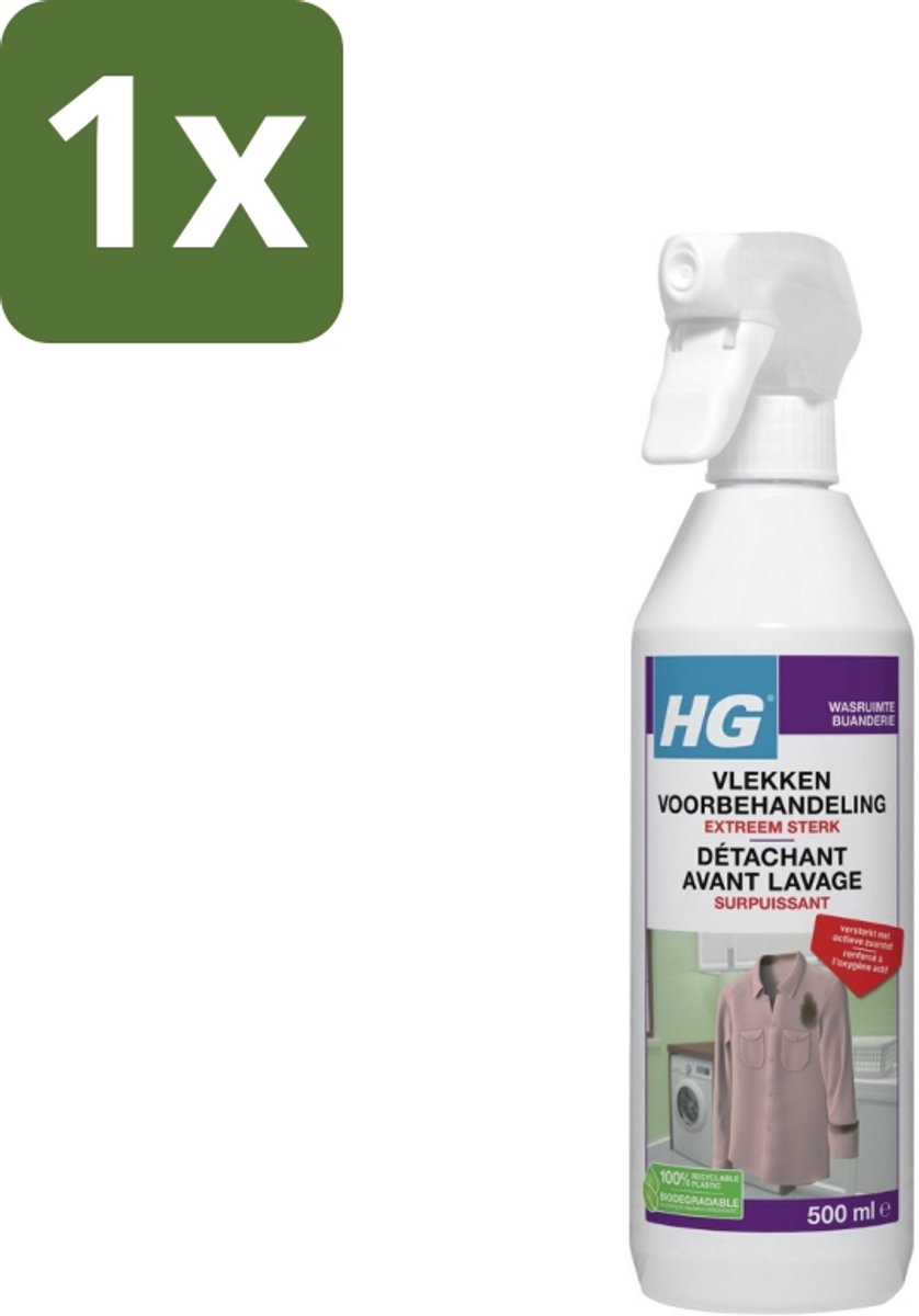 1 x HG Vlekken Voorbehandeling Extra Sterk 500 ml - Vlekken Verwijderen - Wasgoed Reinigen - Textiel Reinigen - Vlekken Behandelen - Wijn Vlekken Verwijderen