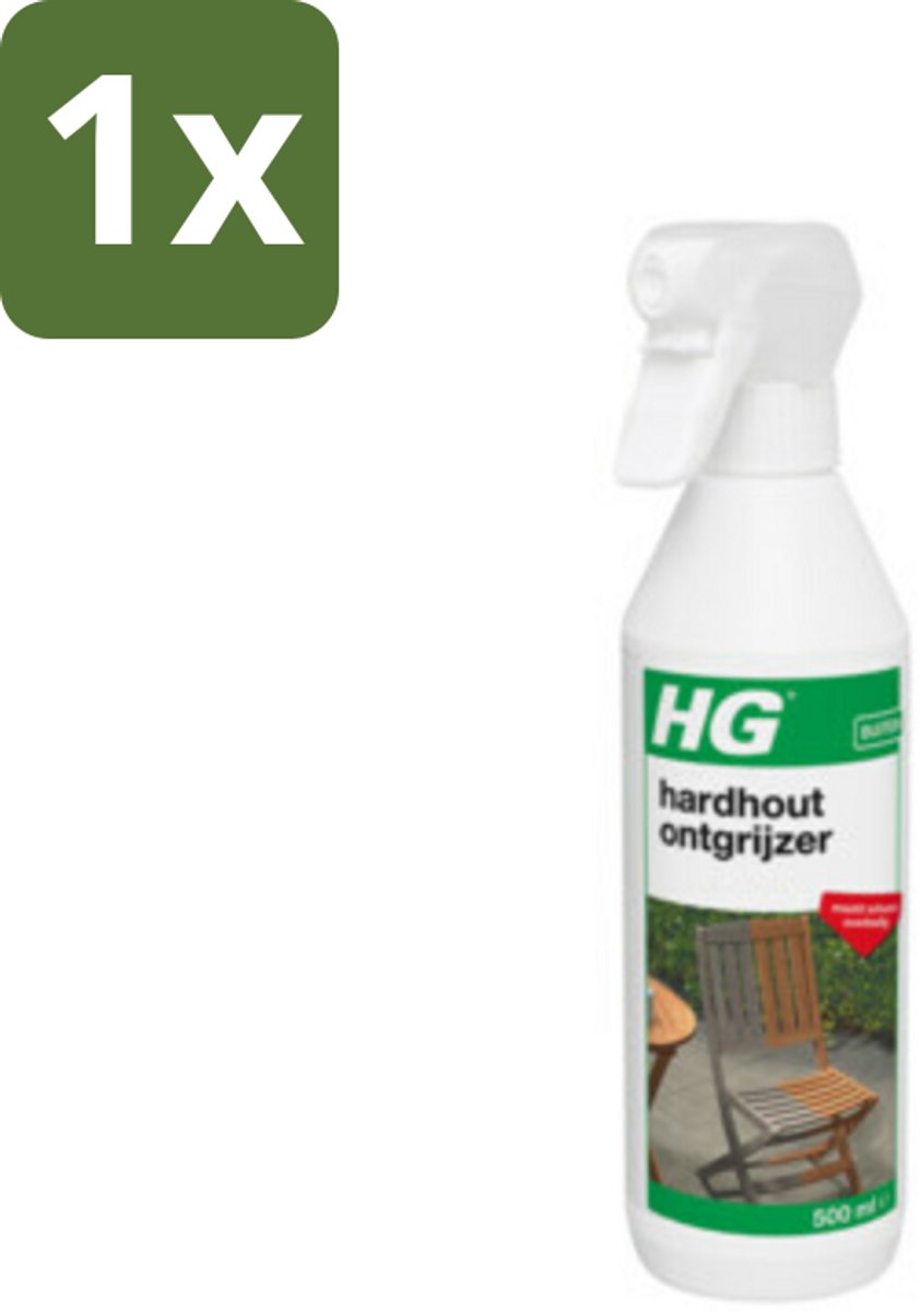 1 x HG Hardhout Ontgrijzer 500 ml - Hardhout Ontgrijzen - Tuinmeubel Reinigen - Vergrijzing Verwijderen - Hout Reinigen - Schuren Vermijden