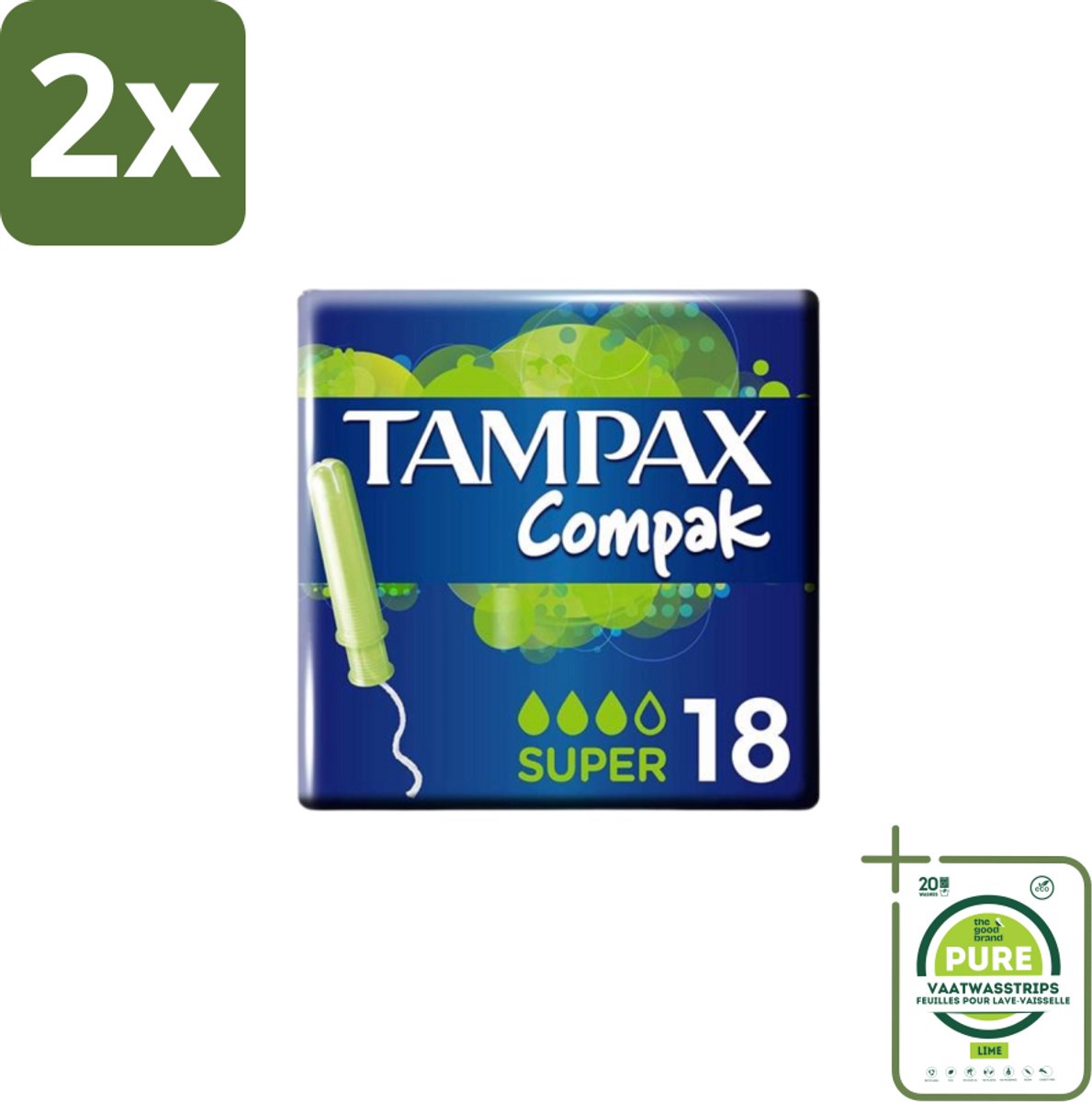 Tampax Compak – Tampons – Super - Voordeelverpakking - 2 stuks - Tampon - Menstruatie