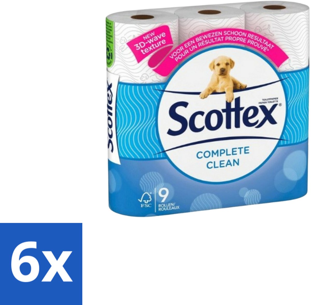 Page Scottex – Toiletpapier – Complete Clean 2-laags – 9 rollen - Voordeelverpakking - 6 stuks