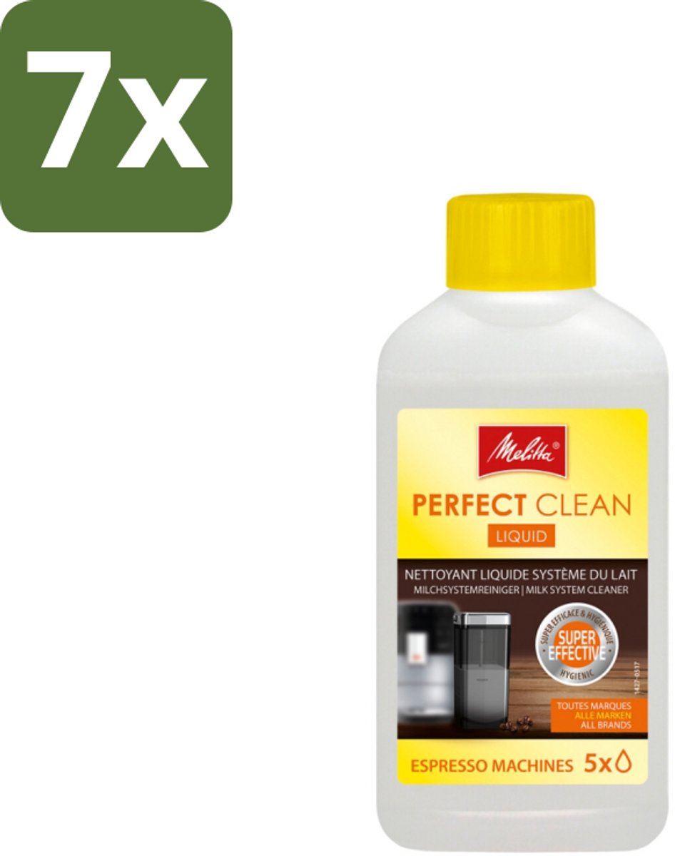 Melitta - Perfect Clean – Melksysteemreiniger – Voor volautomatische espressomachines – 250 ml - Bulkverpakking - 7 stuks
