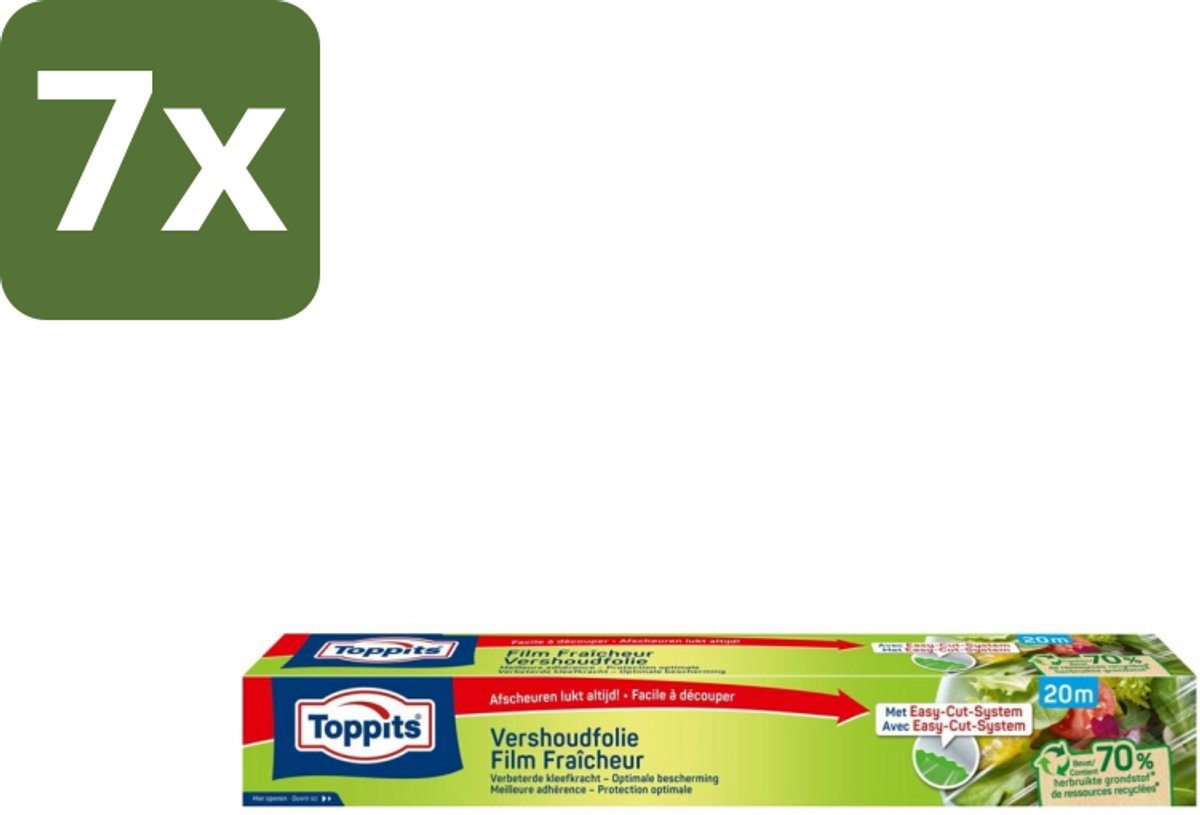 Toppits – Vershoudfolie – 32,5 cm × 20 m - Bulkverpakking - 7 stuks