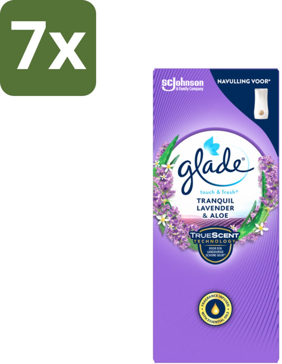 Glade – Touch & Fresh Navulling – Tranquil Lavender & Aloe – 10 ml - Bulkverpakking - 7 stuks
