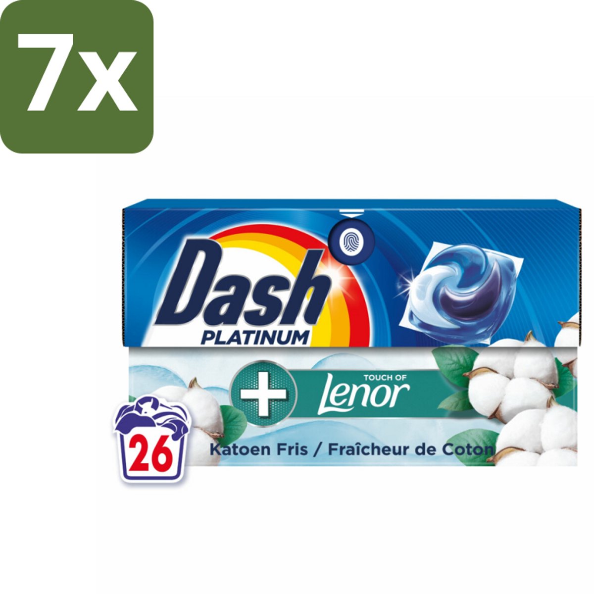 Dash – Wasmiddelcapsules – 4in1 Pods Katoen Fris – 26 capsules - Bulkverpakking - 7 stuks