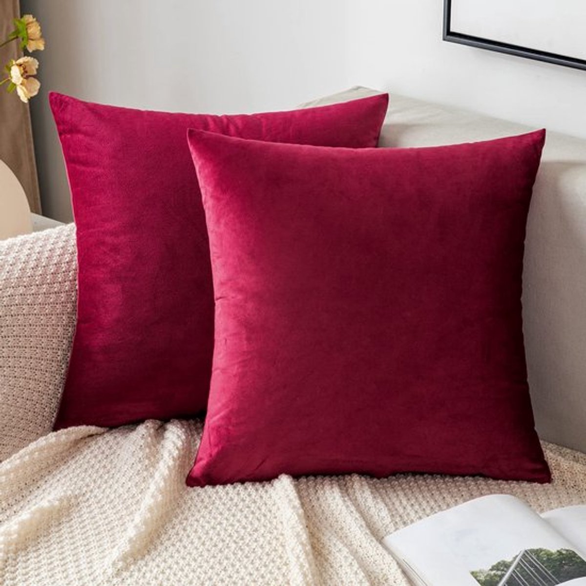 Solidchoice - Dailygoody - fluwelen kussensloop - decoratief sierkussen - 45 x 45