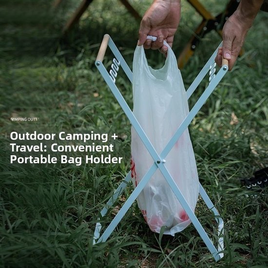 Camping Vuilniszakhouder - Afvalstandaard Prullenbak - Afval Scheiden - Opvouwbaar Verstelbaar - 55 x 25 x 5 cm - Wit — afbeelding 2
