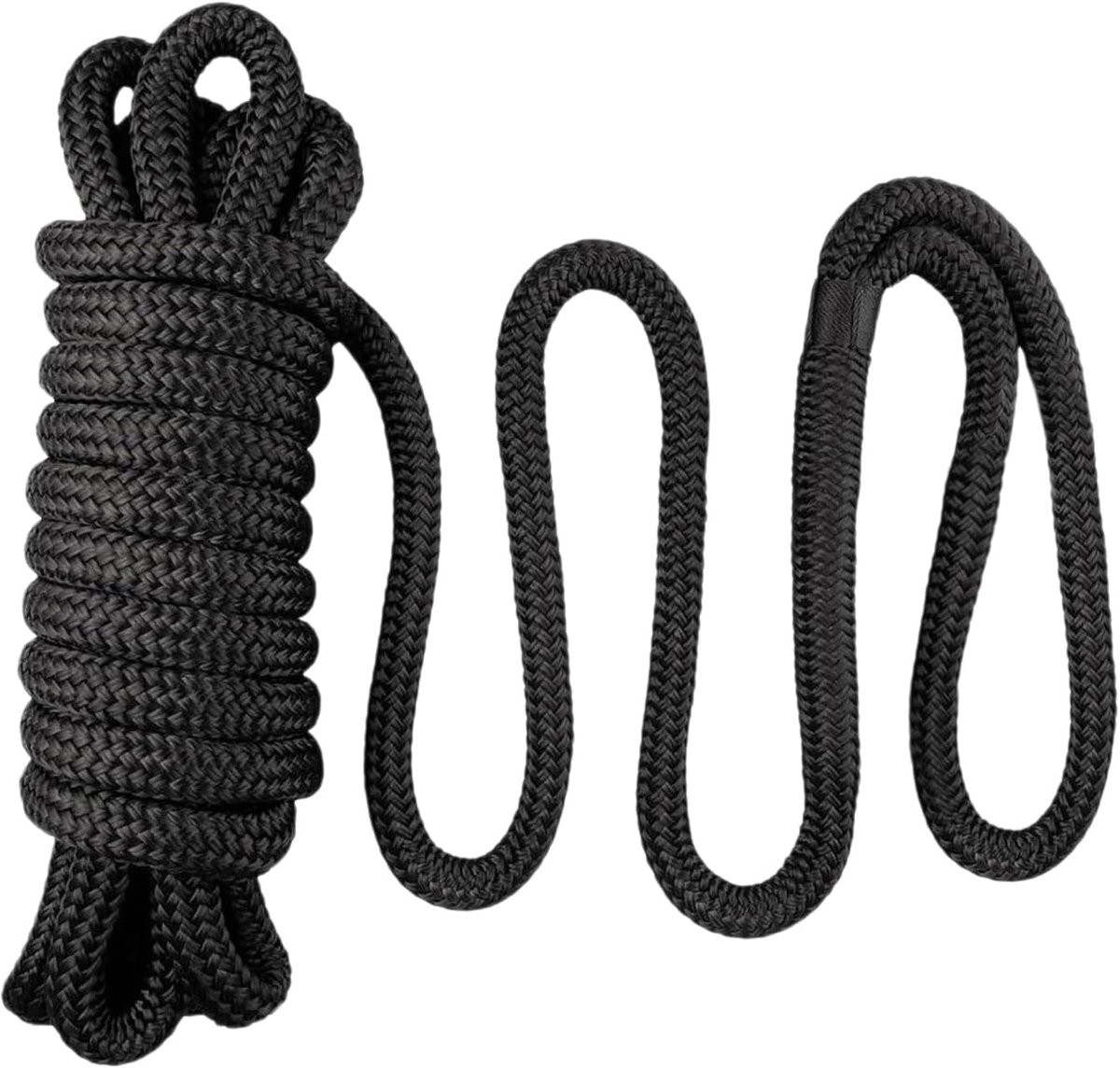 Aanmeerlijn Touw - Bootlijnen Sjorlijnen - Veilig Aanmeren - Sterk Nylon Materiaal - 16 mm x 46 m - Zwart