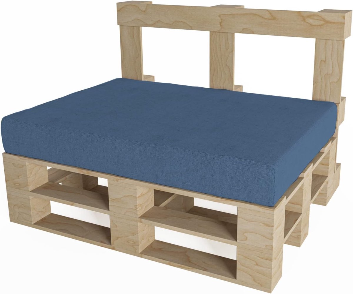Palletkussen - Tuinkussen Zitkussen - Loungen Buiten - Afneembare Hoes - 120x80x10 cm - Blauw