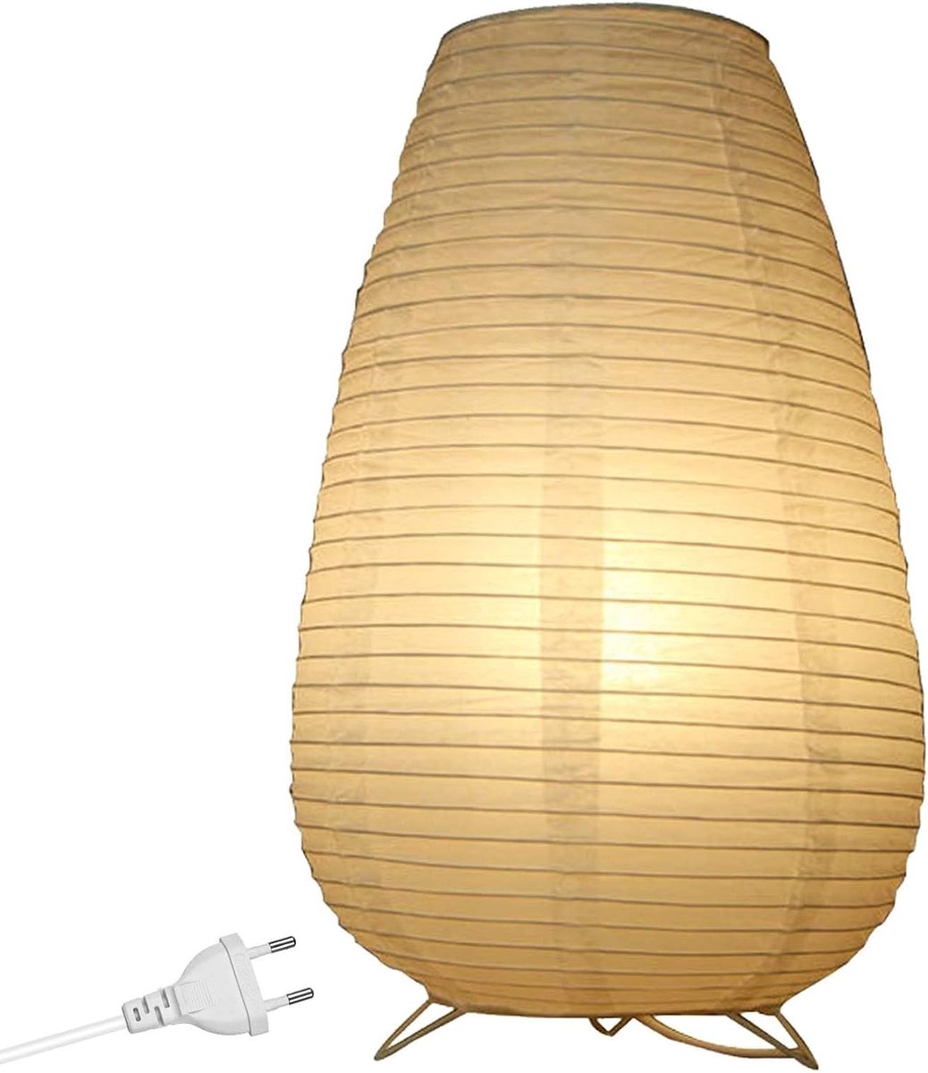 Reispapier Lampenkap - Wit - E14 Fitting - Inclusief Schakelaar en Gloeilamp - Voor Tafellampen en Staande Lampen