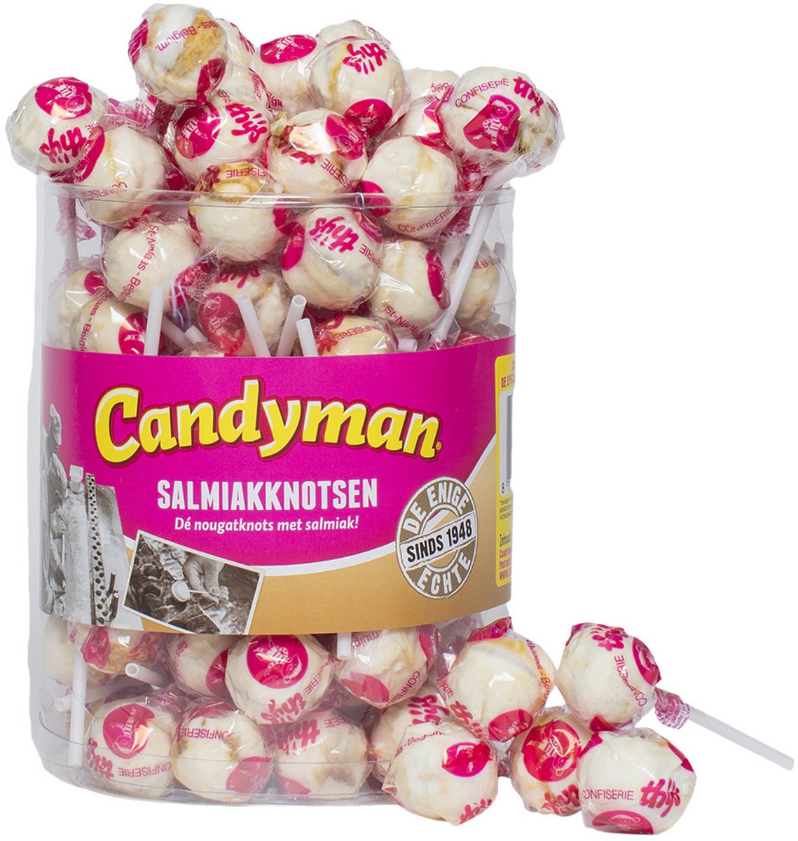 Salmiak knotsen Candyman Silo 60 stuks (uitdeel snoep)