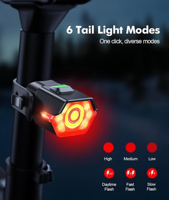 Fietsverlichting Set - Voor en Achter - Veilig Fietsen - Zijwaartse Zichtbaarheid - IP65 Waterdicht - Zwart — afbeelding 5