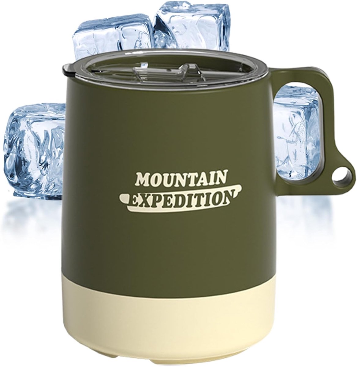 Camping Koffiemokken - Reisbeker Deksel - Buitenactiviteiten Drinken - Lekvrij Anti-slip - 14cm Hoogte - Legergroen