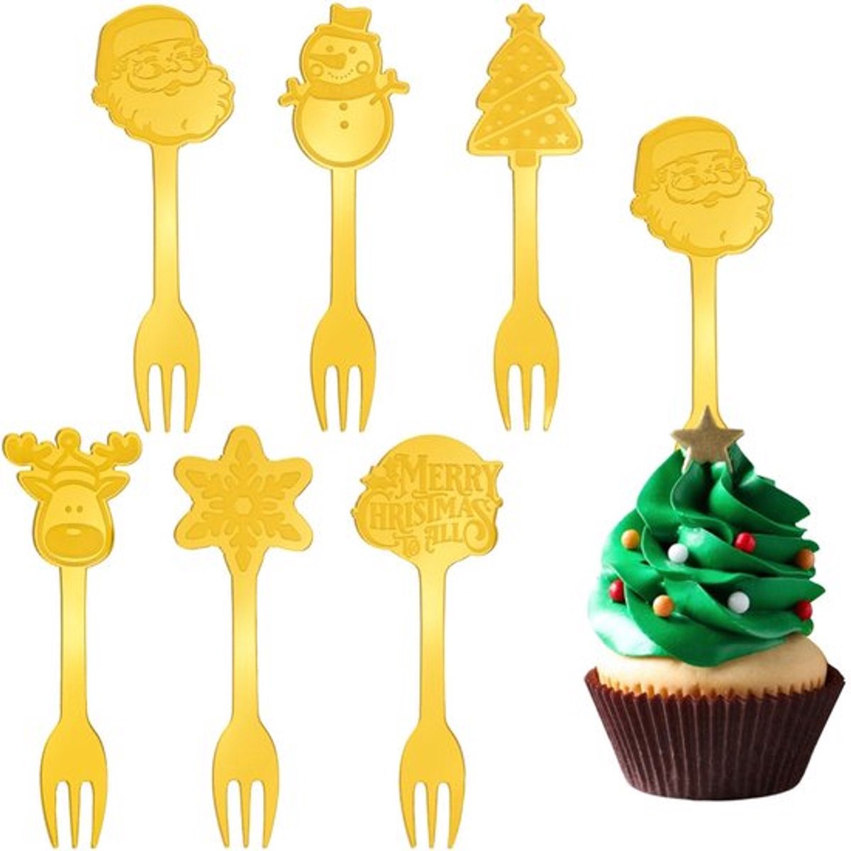 Dailygoods- Cake Toppers 30 Stuks - Gouden Acryl - DIY Decoratie