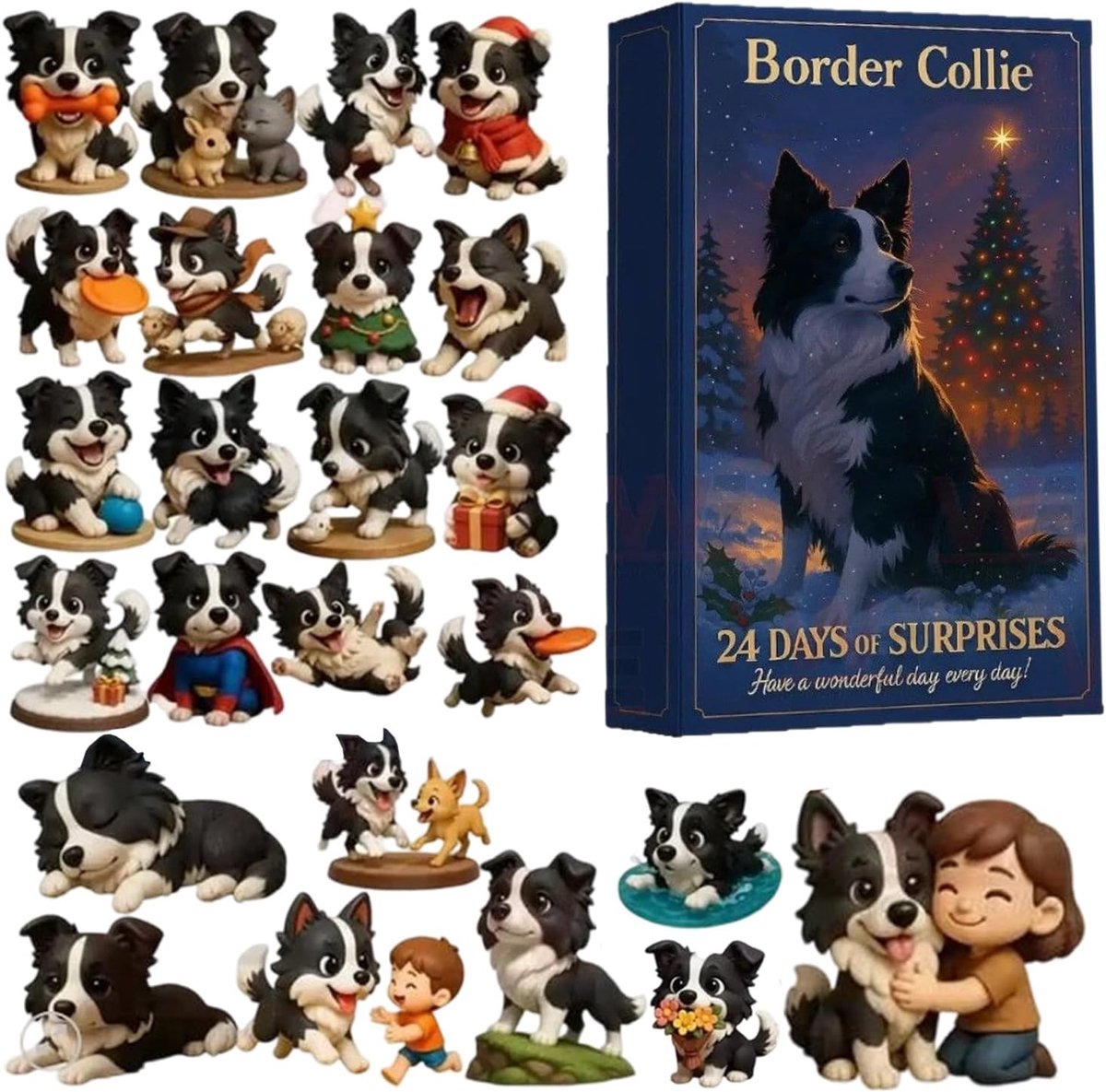 Kerstkalender Acryl - Adventskalender Honden - Feestelijke Countdown - 24 Dagen Verrassing - 26x18cm - Hond