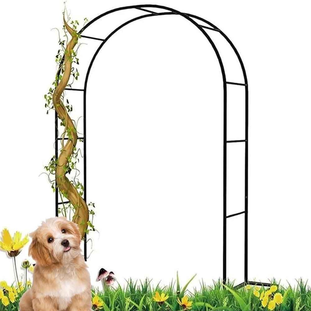 Rozenboog Tuin - Klimplant Structuur - Tuin Decoratie - Stabiele Metalen Basis - 1.4m x 2.3m - Groen