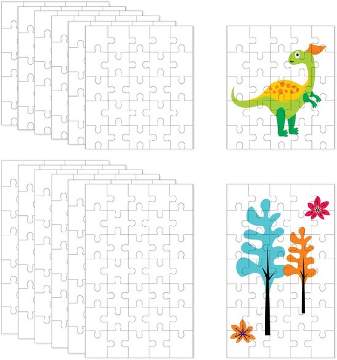 Dailygoods- Puzzel 12 Stuks - Blanco Puzzel 15x10 cm / 10x10 cm - Doe-Het-Zelf
