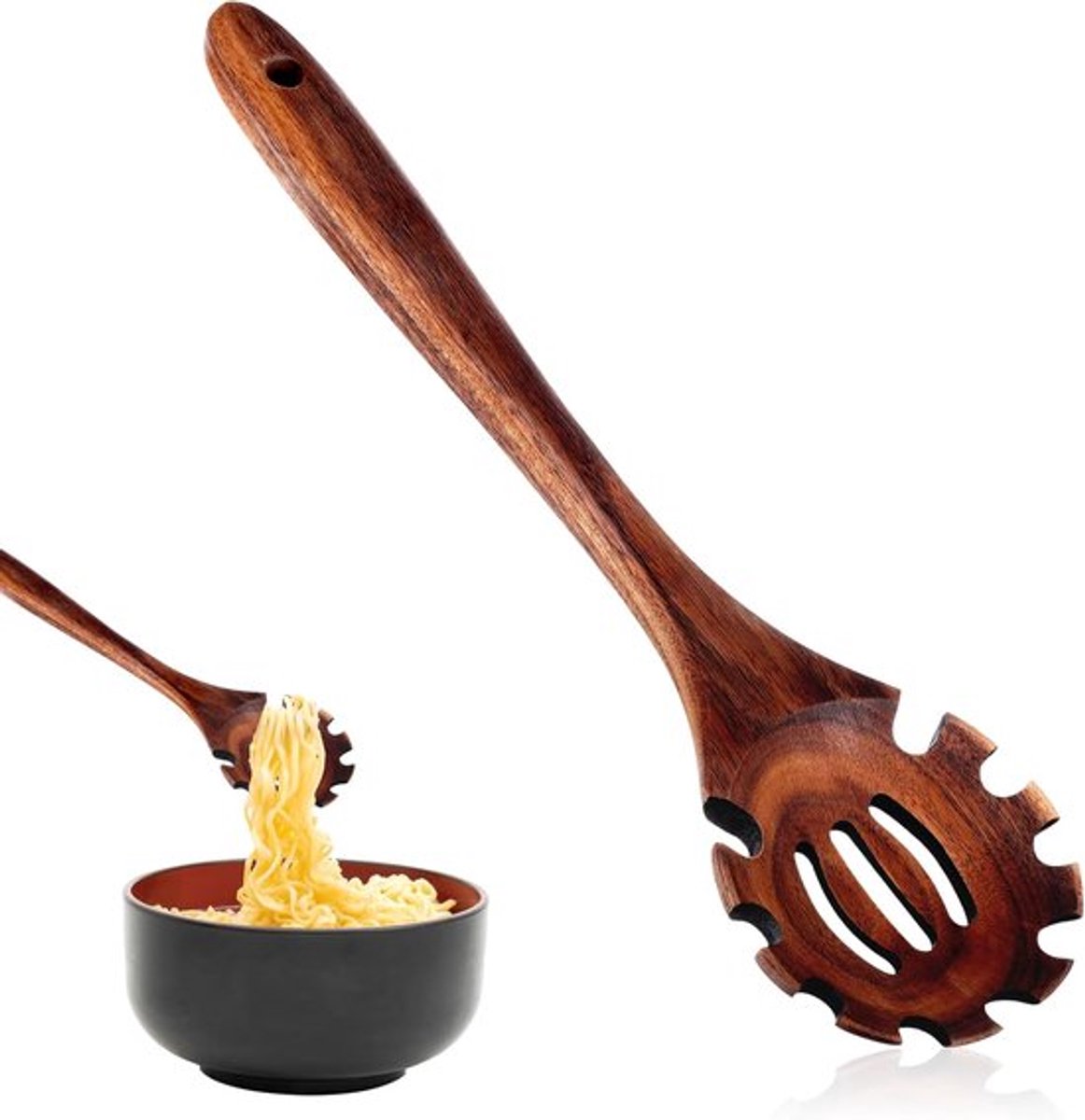 Hoogwaardige spaghettilepel Allecto Plus van hout 30 cm