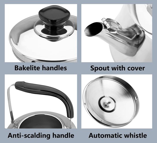 Camping fluitketel - Waterkoker Roestvrij Staal - Water Koken - Automatisch Fluitende Tuit - 7L - Wit — afbeelding 3