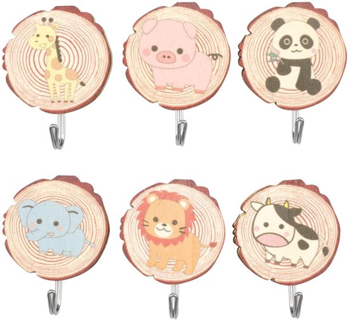 Dailygoody - Zelfklevende haken - Schattige kinderhaken - hout - Cartoon dieren