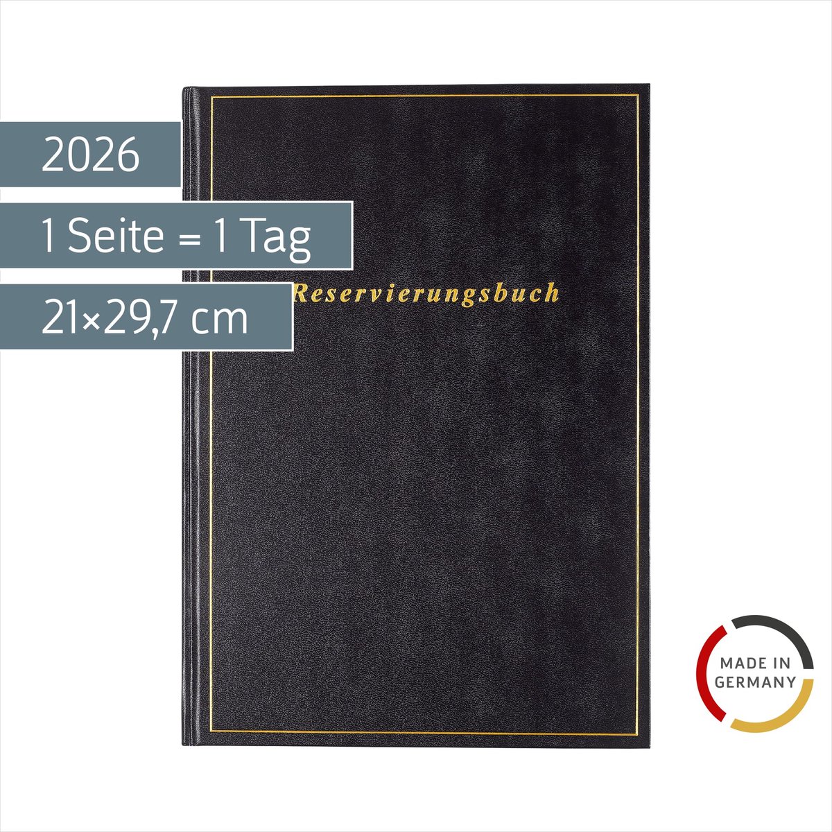 SnelShoppen - Reserveringsboek 2026 A4 | Kunststof, Zwart | Perfect voor Agenda, Notities, Planning, Organiseren, Professioneel Gebruik, Evenementen
