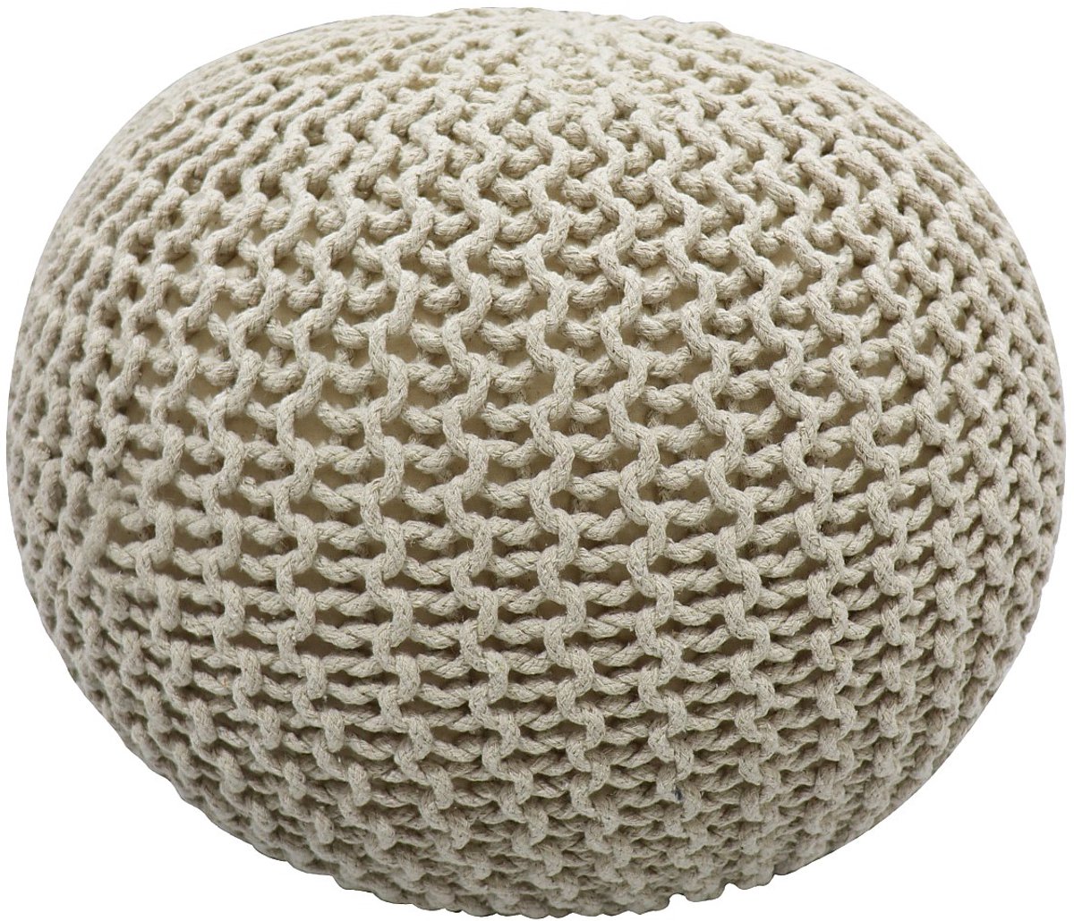Vente-unique Ronde poef in beige rotan MADALO