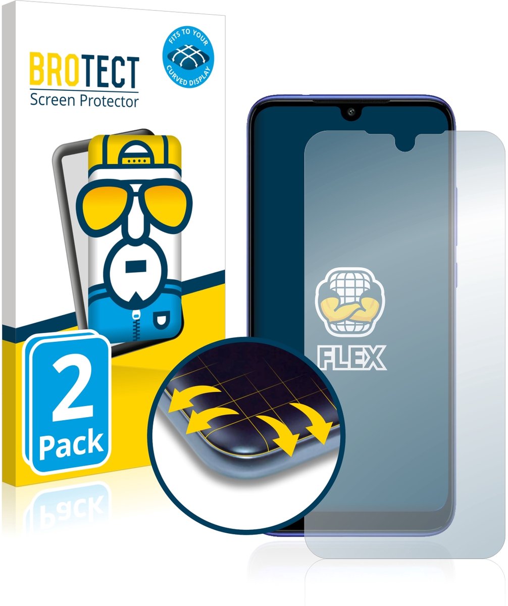 BROTECT - Screenprotector voor Xiaomi Redmi 8 - Folie Beschermfolie transparant volledig dekking - 2 Stuks
